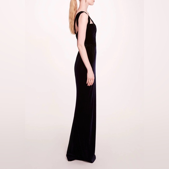 Marchesa Notte***Navy + Black Velvet Maxi Dress***Size 4 $895 CURRENT NWT - Picture 6 of 12